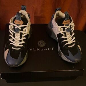 Versace Men's Athletic Shoes - Black and Blue
